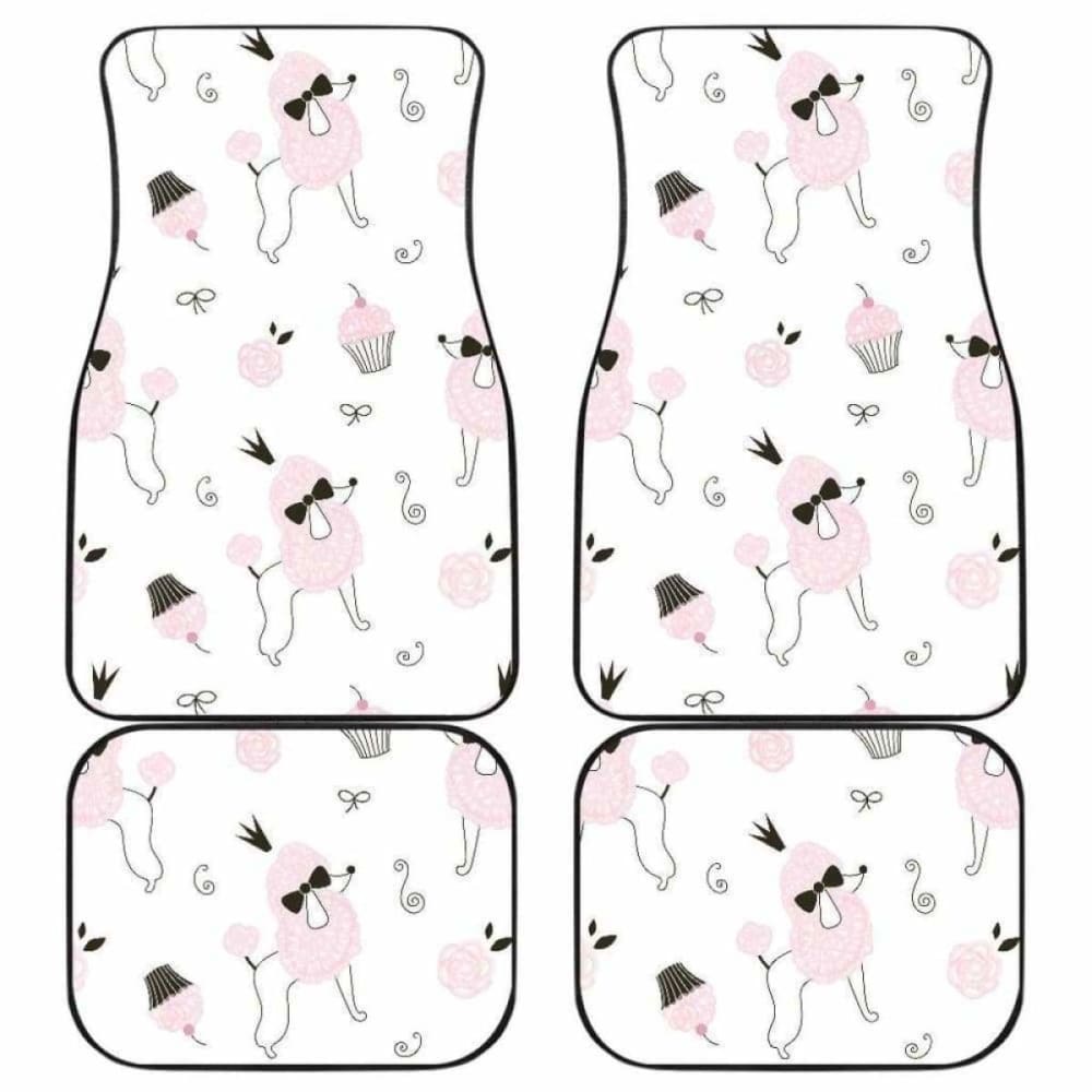 Dog Car Floor Mats Poodle Dog Rose Cake Ribbon Pattern Car Mats