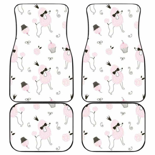 Dog Car Floor Mats Poodle Dog Rose Cake Ribbon Pattern Car Mats