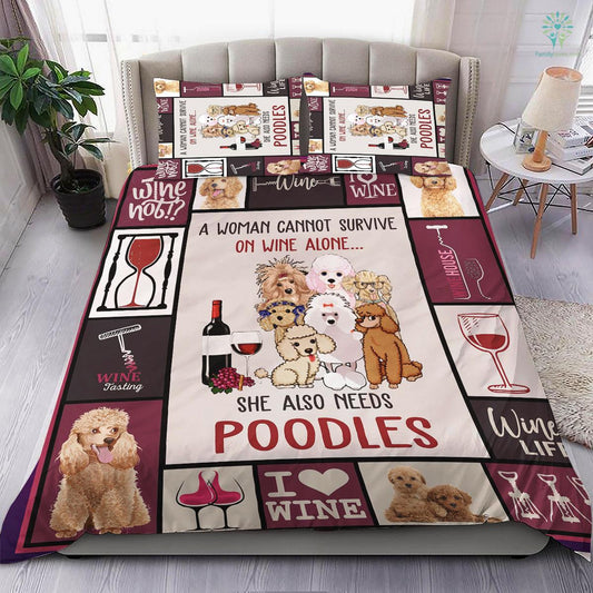 Dog Bedding Set She Also Needs Poodles Duvet Covers Pink Unique Gift