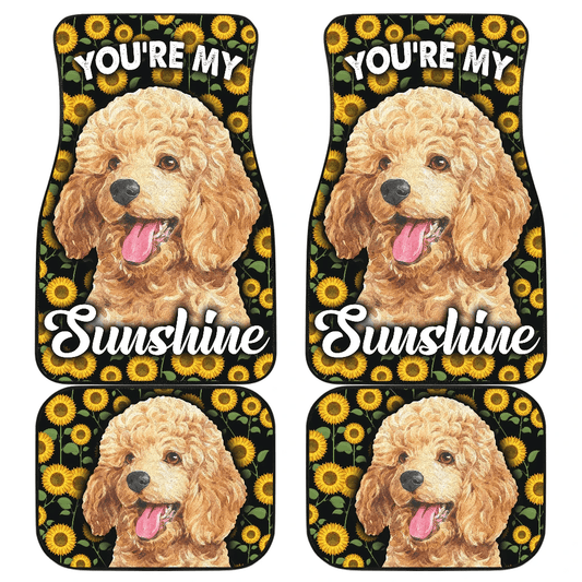Dog Car Floor Mats Happy Face Poodle Dog You're My Sunshine Sunflower Car Mats