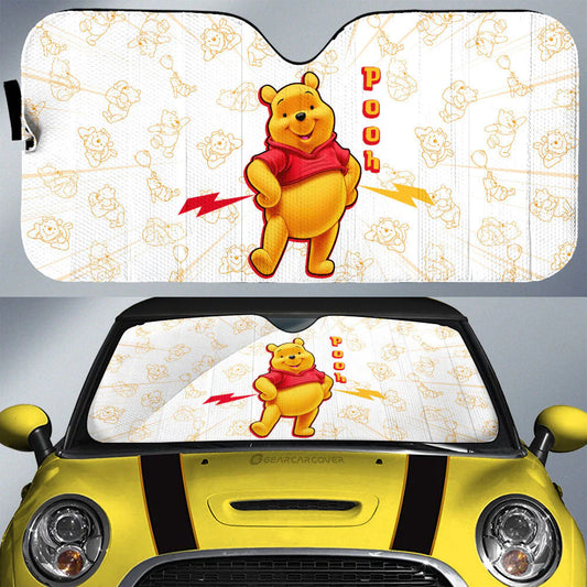 WTP Car Sun Shade Pooh All Poses Graphic Pattern Winshield Sun Shade White Orange