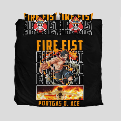 One Piece Bedding Set Fire Fist Portgas D Ace Graphic Duvet Covers Black Unique Gift