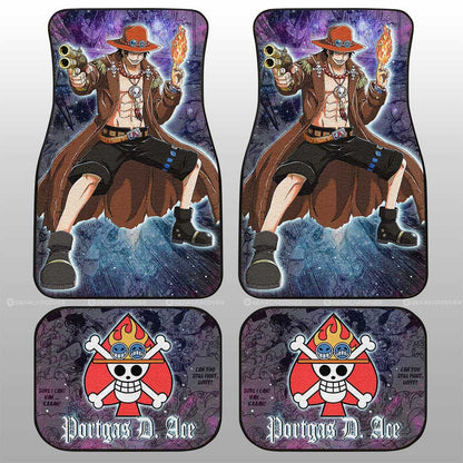 One Piece Car Mats Portgas D Ace Graphic Manga Pattern Jolly Roger Symbol Galaxy Car Floor Mats Colorful