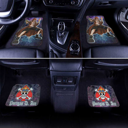 One Piece Car Mats Portgas D Ace Graphic Manga Pattern Jolly Roger Symbol Galaxy Car Floor Mats Colorful