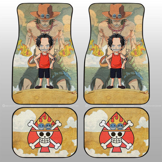 One Piece Car Mats Cute Young Portgas D Ace Jolly Roger Symbol Car Floor Mats Colorful