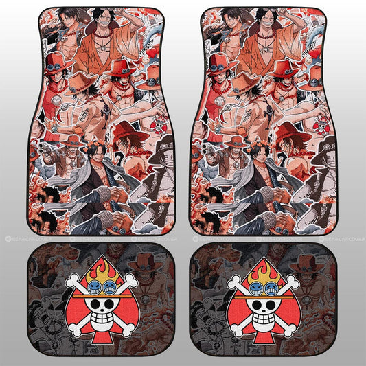 One Piece Car Mats One Piece Portgas D Ace Doodle Pattern Car Floor Mats Red