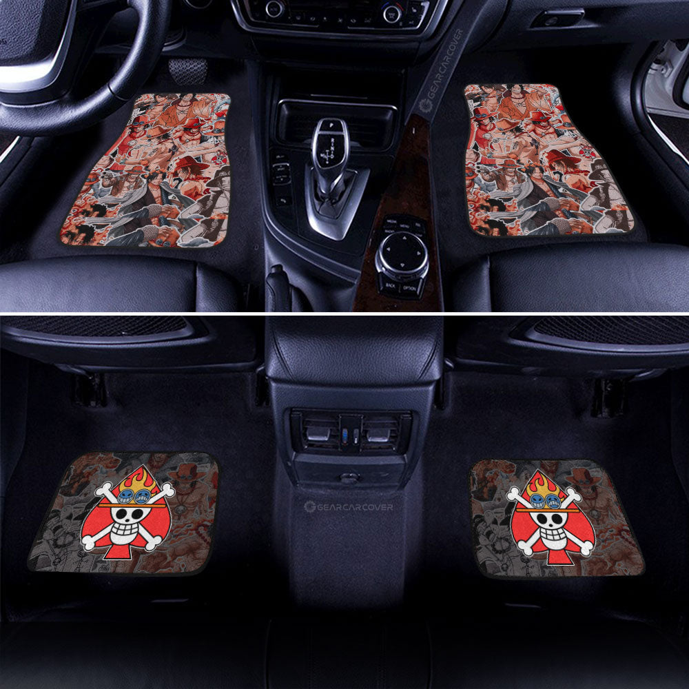 One Piece Car Mats One Piece Portgas D Ace Doodle Pattern Car Floor Mats Red
