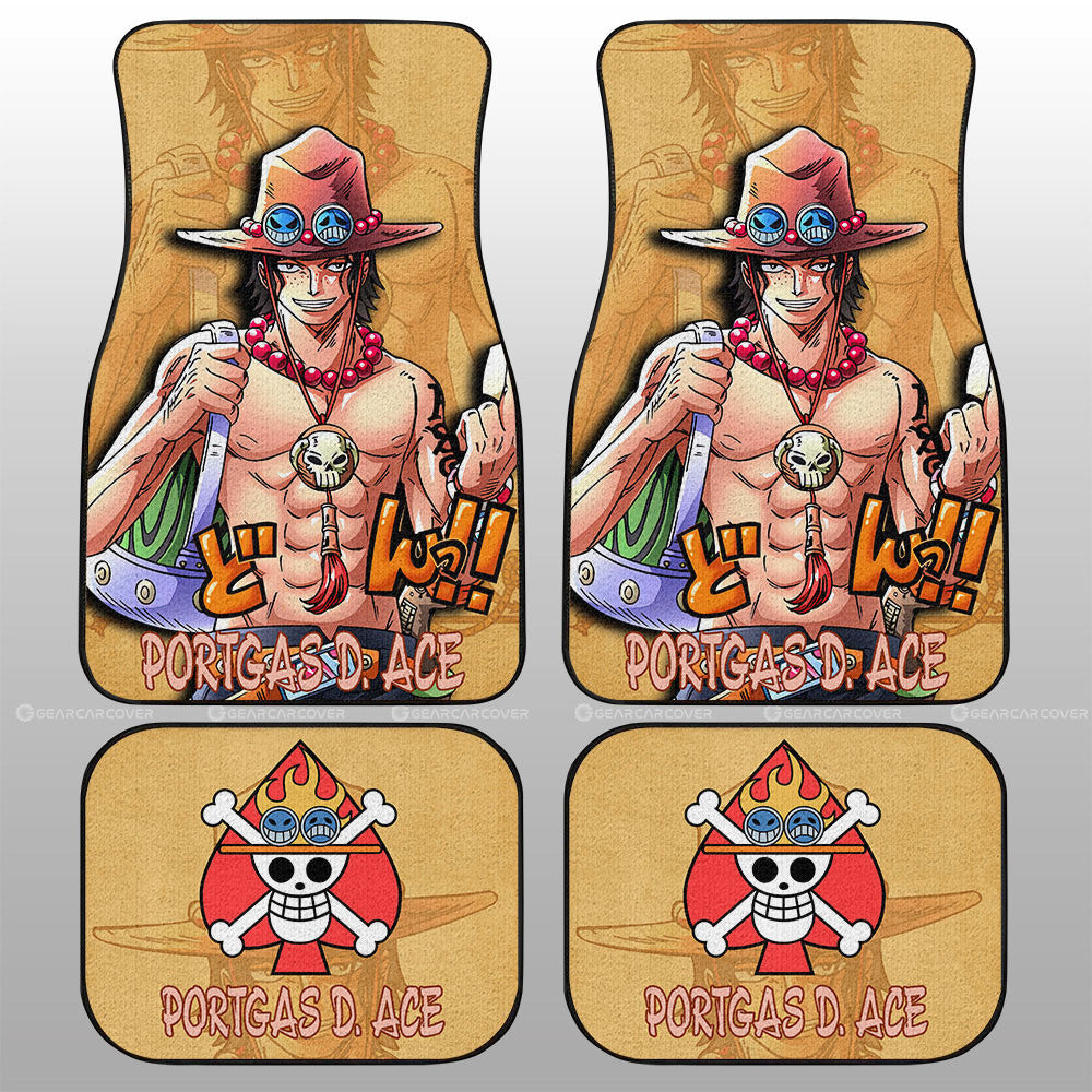 One Piece Car Mat One Piece Portgas D Ace Graphic Jolly Roger Symbol Car Floor Mats Yellow