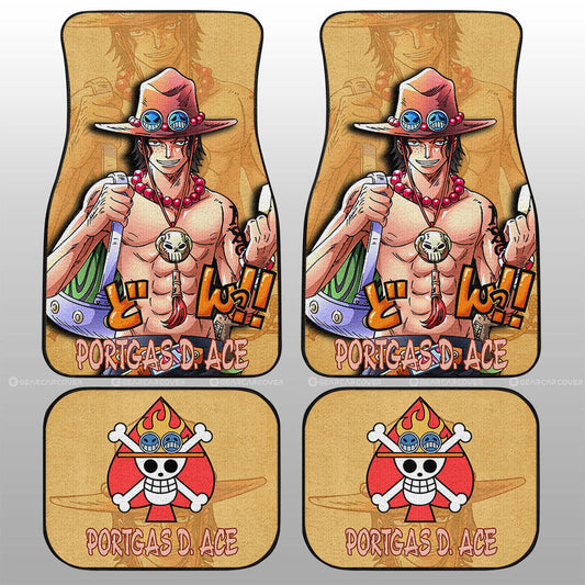 One Piece Car Mat One Piece Portgas D Ace Graphic Jolly Roger Symbol Car Floor Mats Yellow