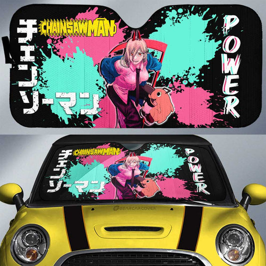 Power Car Sunshade Custom Chainsaw Man Anime Car Accessories