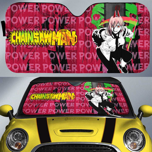 Power Car Sunshade Custom Chainsaw Man Anime Car Interior Accessories