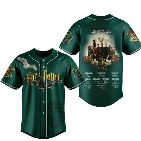 HP Baseball Jersey 20th Anniversary Return To Hogwarts Jersey Shirt Green Unisex