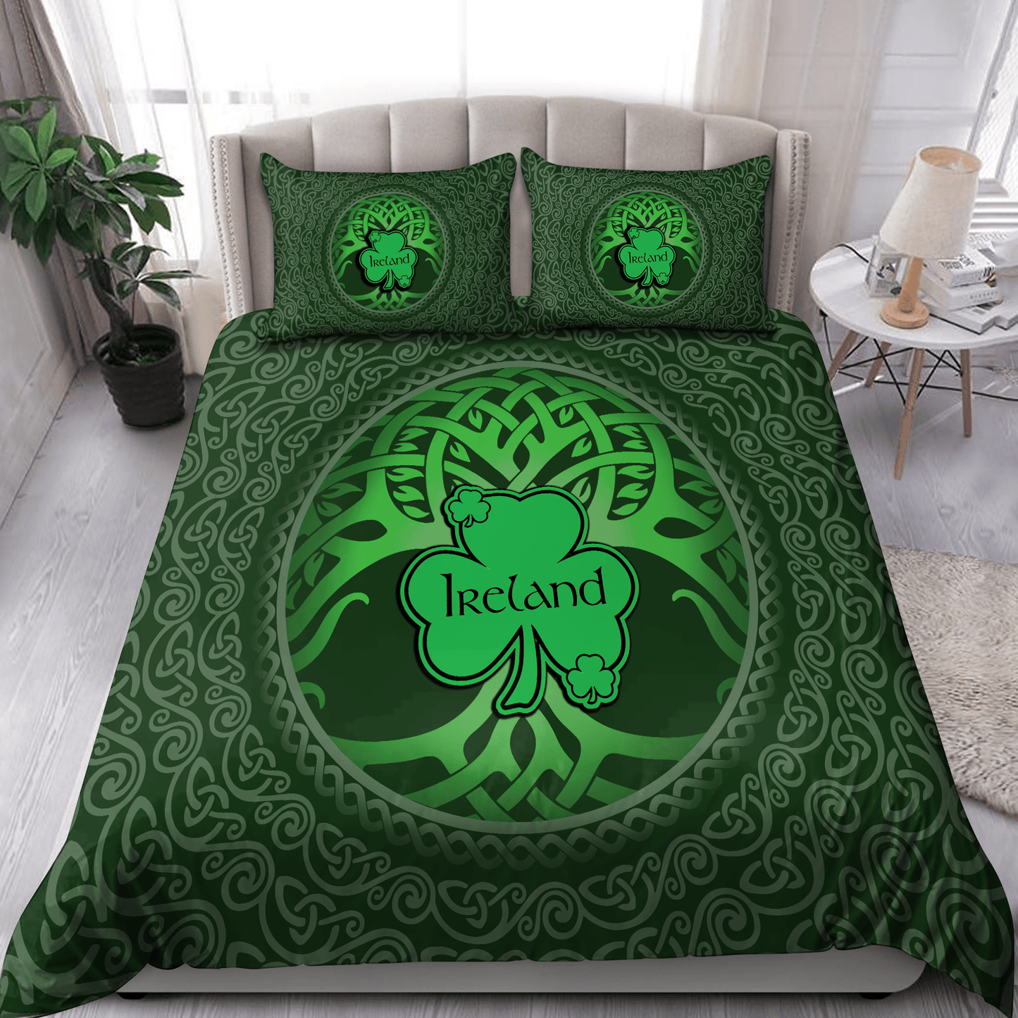 St Patrick Day Bedding Set Irish Ireland Tree Of Life Duvet Covers Green Unique Gift