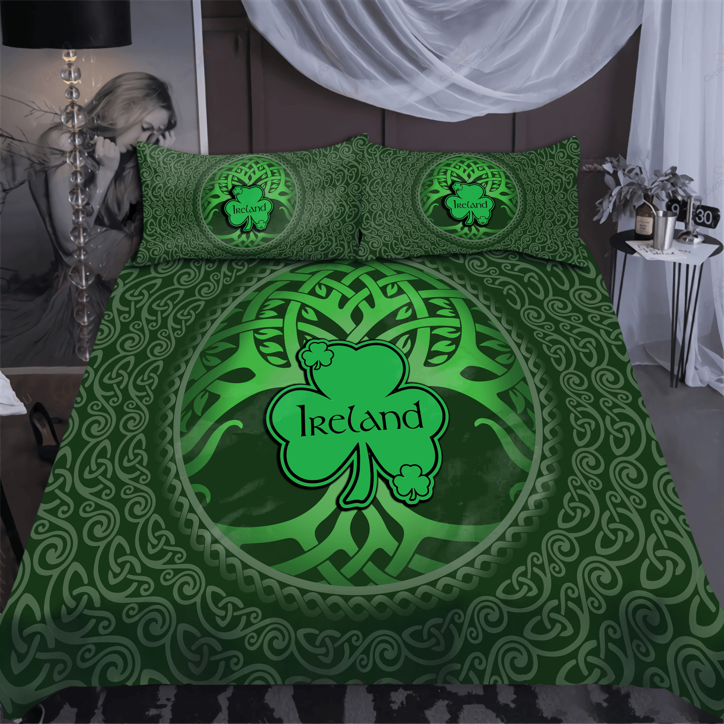 St Patrick Day Bedding Set Irish Ireland Tree Of Life Duvet Covers Green Unique Gift