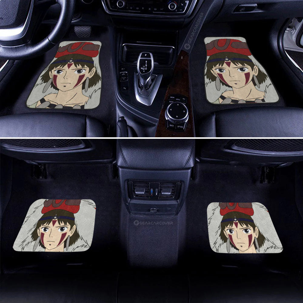 SGhibli Car Mats SGhibli Princess Mononoke Face Graphic Car Floor Mats Gray Red