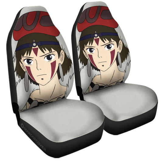 SGhibli Car Seat Covers Princess Mononoke Character Graphic Seat Covers White Red