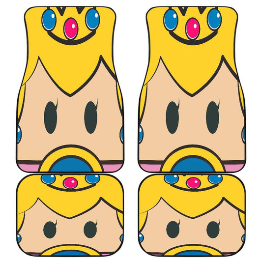 Mario Car Mats Game Character Princess Peach Face Details Pattern Car Floor Mats Yellow Pink
