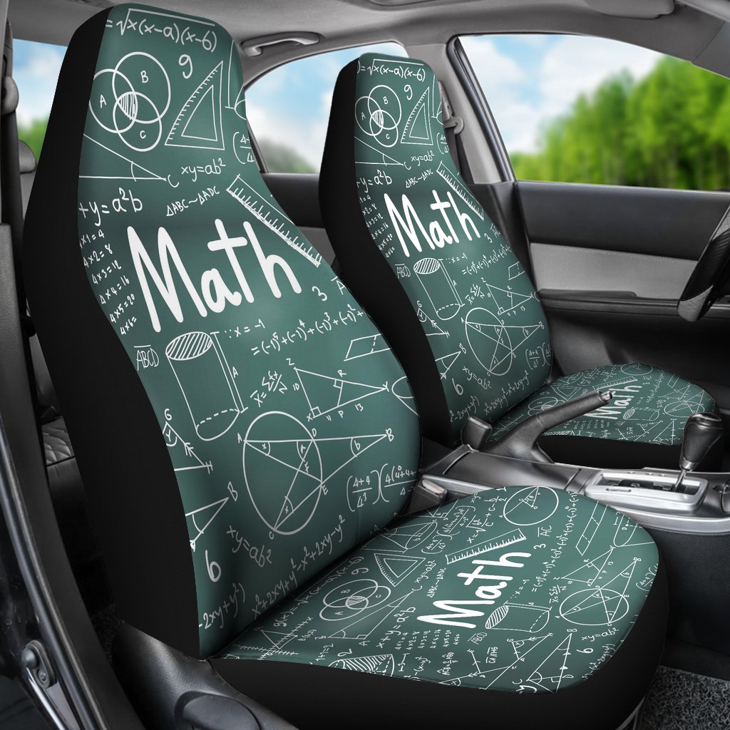 Teacher Car Seat Covers Proud Math Teacher Formula Pattern Seat Covers Green