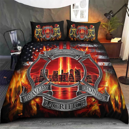 Firefighter Bedding Set Firefighter We Will Never Forget Duvet Covers Orange Unique Gift