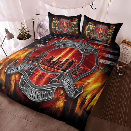 Firefighter Bedding Set Firefighter We Will Never Forget Duvet Covers Orange Unique Gift