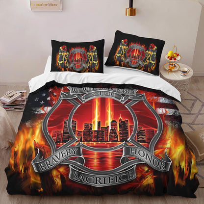 Firefighter Bedding Set Firefighter We Will Never Forget Duvet Covers Orange Unique Gift