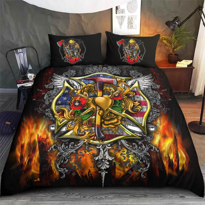 Firefighter Bedding Set Firefighter Items Graphic Duvet Covers Black Yellow Unique Gift