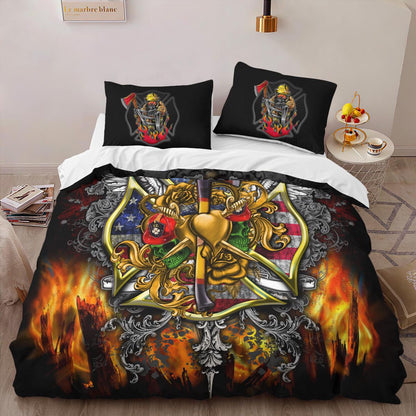Firefighter Bedding Set Firefighter Items Graphic Duvet Covers Black Yellow Unique Gift