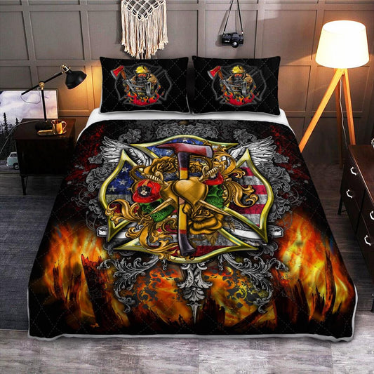 Firefighter Bedding Set Firefighter Items Graphic Duvet Covers Black Yellow Unique Gift