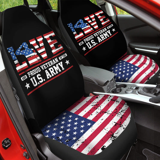 Veteran Car Seat Covers Love And Proud Veteran Of The US Army Seat Covers Black