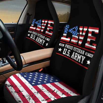 Veteran Car Seat Covers Love And Proud Veteran Of The US Army Seat Covers Black