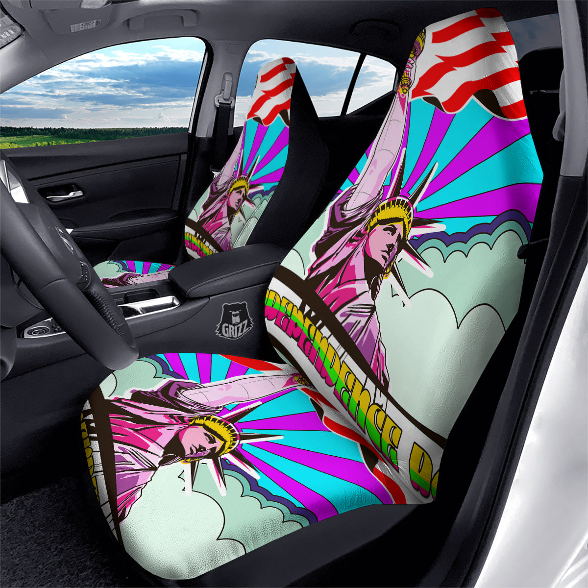 4th Of July Car Seat Covers USA Statue Of Liberty Independence Day Seat Covers Colorful