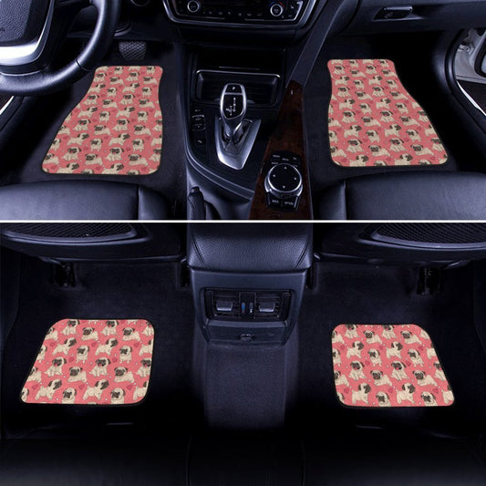 Dog Car Floor Mats Funny Puppy Pug Dog All Poses Pattern Car Mats