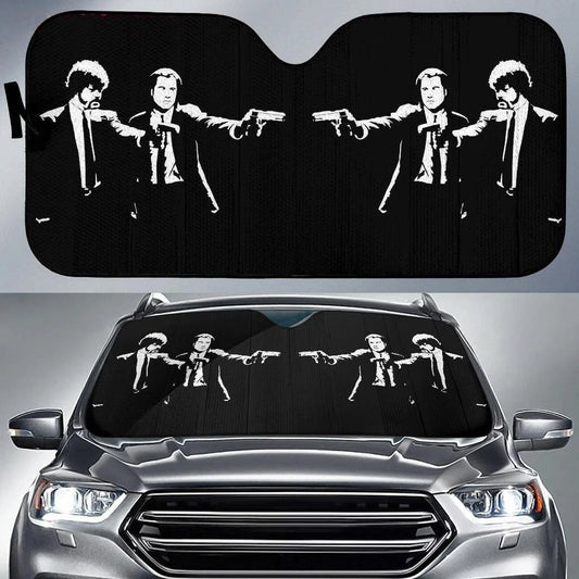 Pulp Fiction Car Sun Shade Vincent And Jules Characters Winshield Sun Shade Black White