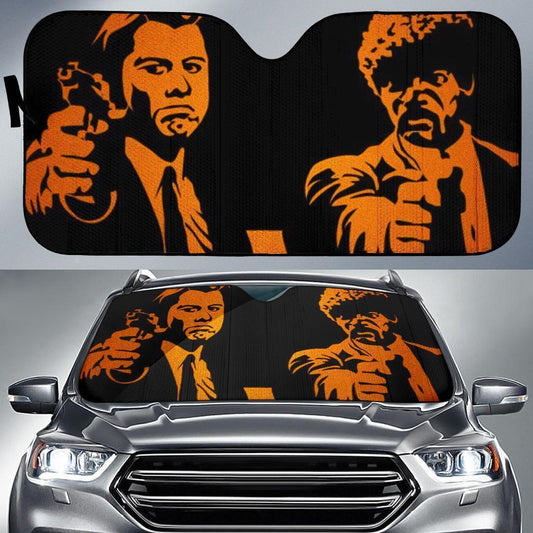 Pulp Fiction Car Sun Shade Pulp Fiction Vincent And Jules Winshield Sun Shade Black Orange