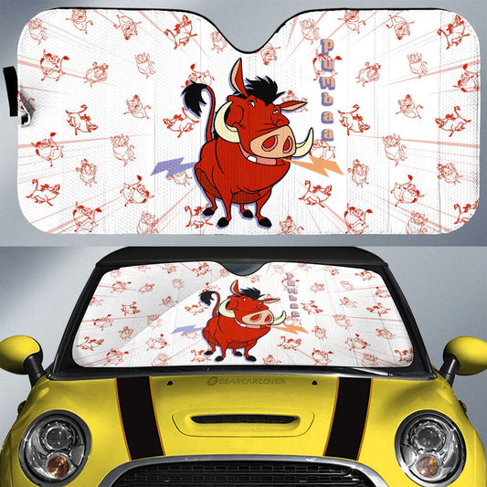 LK Car Sun Shade Pumbaa All Poses Graphic Pattern Winshield Sun Shade White Red