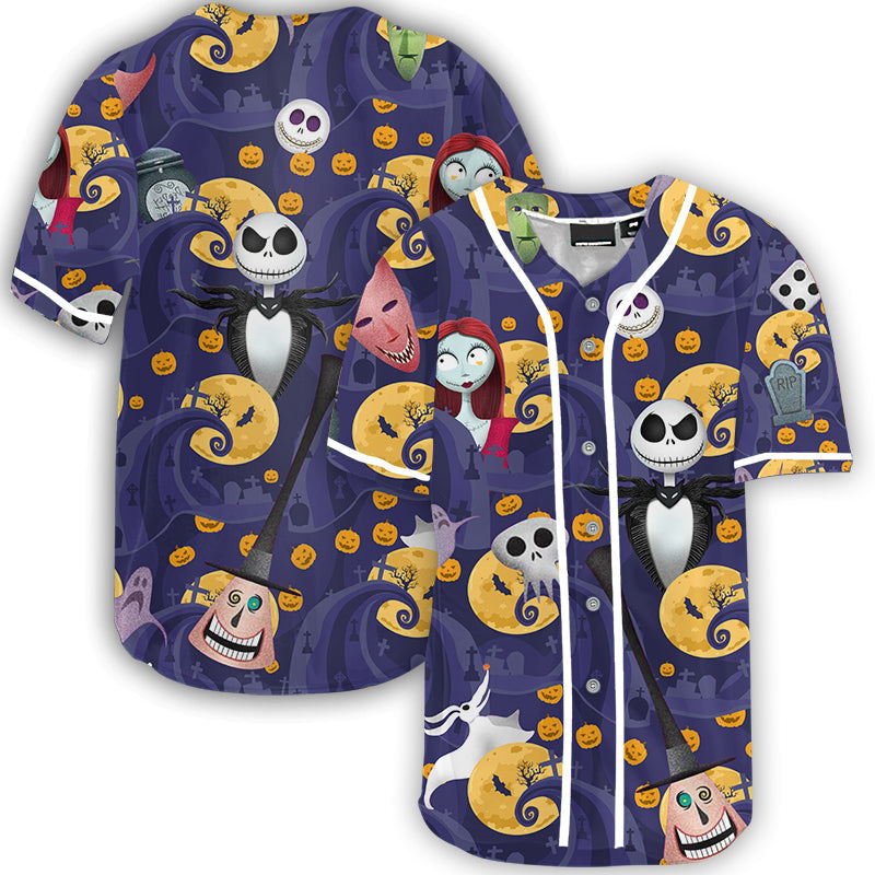 TNBC Baseball Jersey Pumpkin King Sally Pattern Jersey Shirt Colorful Unisex Adult