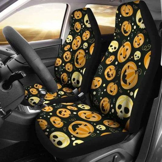 Halloween Car Seat Covers Halloween Skull And Pumpkin Pattern Seat Covers Black Orange