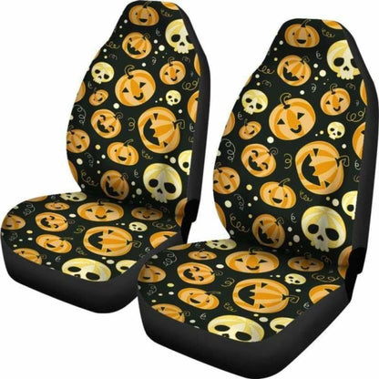 Halloween Car Seat Covers Halloween Skull And Pumpkin Pattern Seat Covers Black Orange