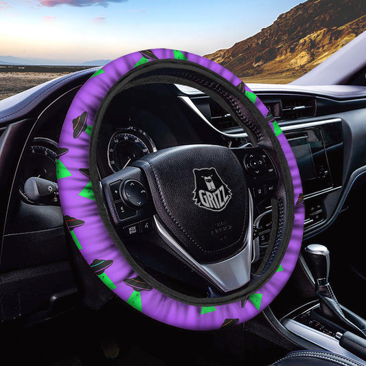 UFO Steering Wheel Cover The UFO Of Alien Pattern Driving Wheel Cover Purple