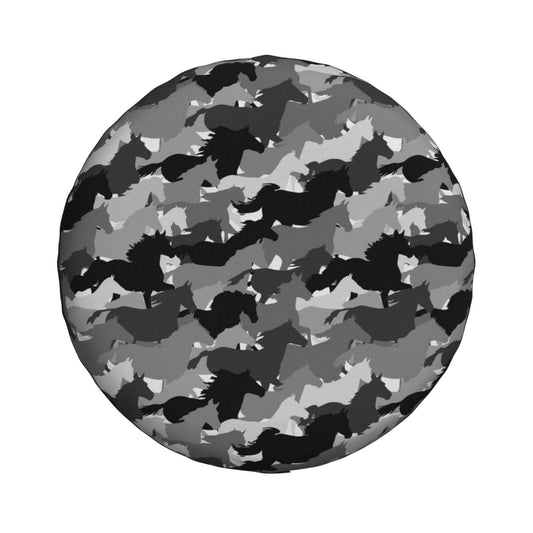 Horse Spare Tire Cover Horse Silhouette Camoflage Pattern Tire Covers Black Gray