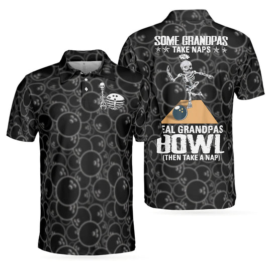 Bowling Polo Shirt Real Grandpas Bowl Then Take A Nap Boys Polo Shirts Black