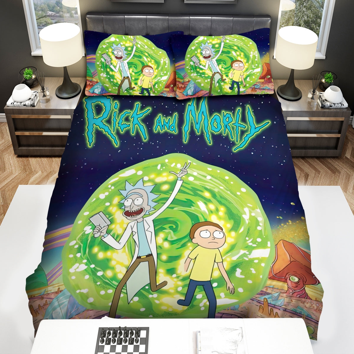 Rick And Morty Bedding Set Rick And Morty Travel To Another Dimension Duvet Covers Colorful Unique Gift