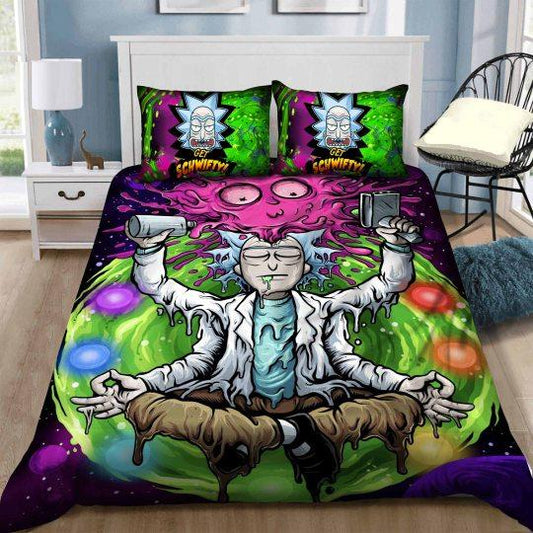 Rick And Morty Bedding Set Rick Sanchez Meditating Portal Duvet Covers Colorful Unique Gift