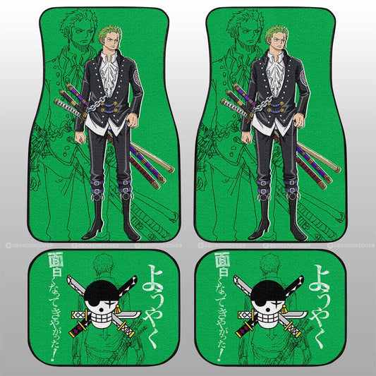 One Piece Car Mats One Piece Zoro In Nice Suit Graphic Car Floor Mats Black Green