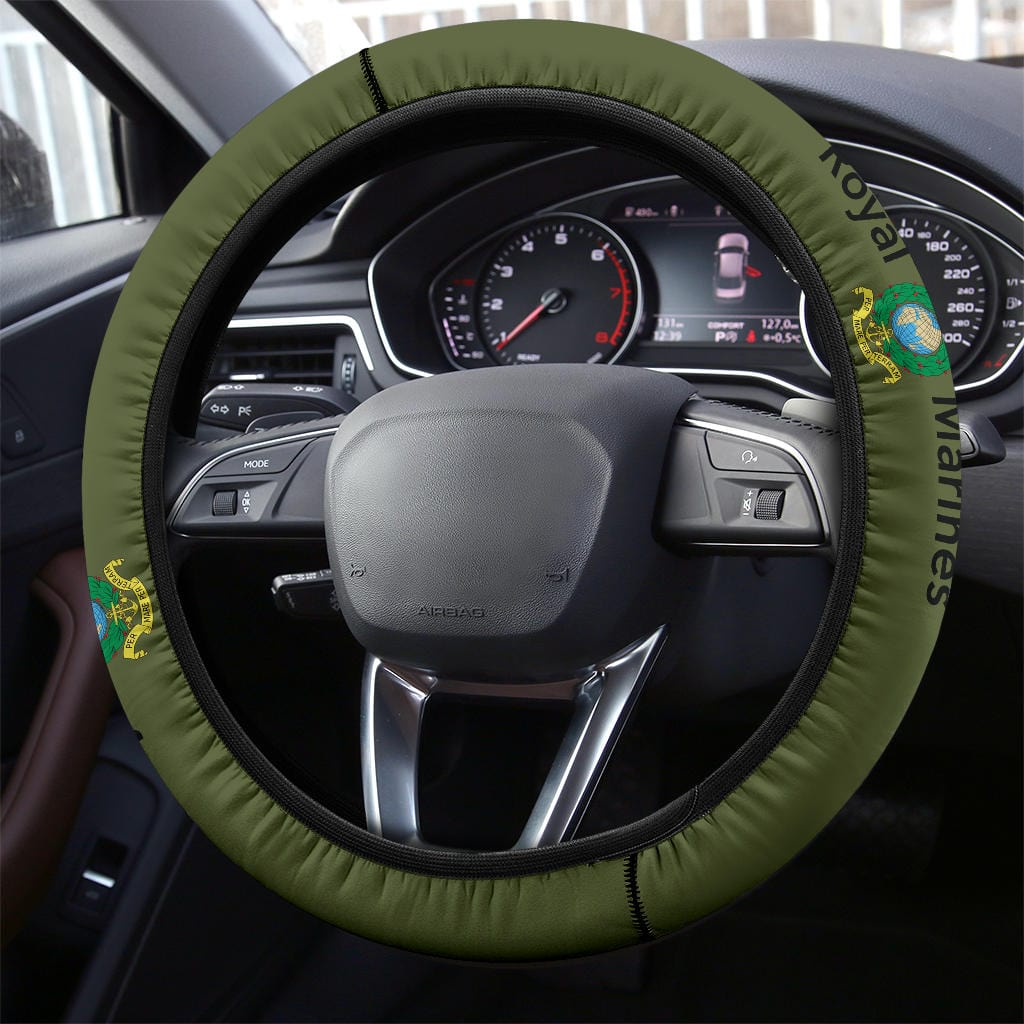 Veteran Steering Wheel Cover Royal Marines Symbol Pattern Driving Wheel Cover Green