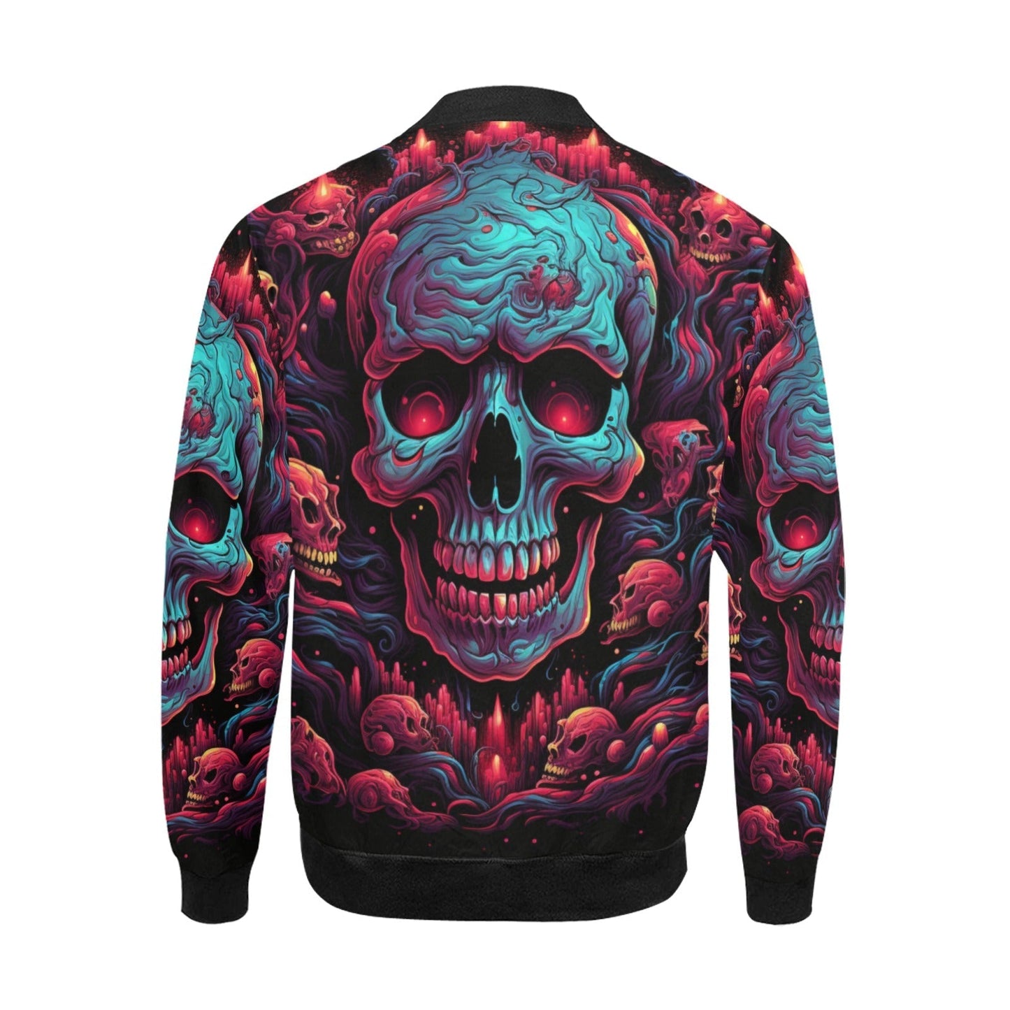 Skull Bomber Jacket Radical Skull Art Pattern Bomber Blue Red Unisex