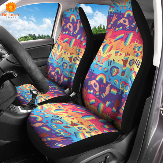 LGBT Car Seat Covers Rainbow LGBT Symbols Pattern Seat Covers Colorful