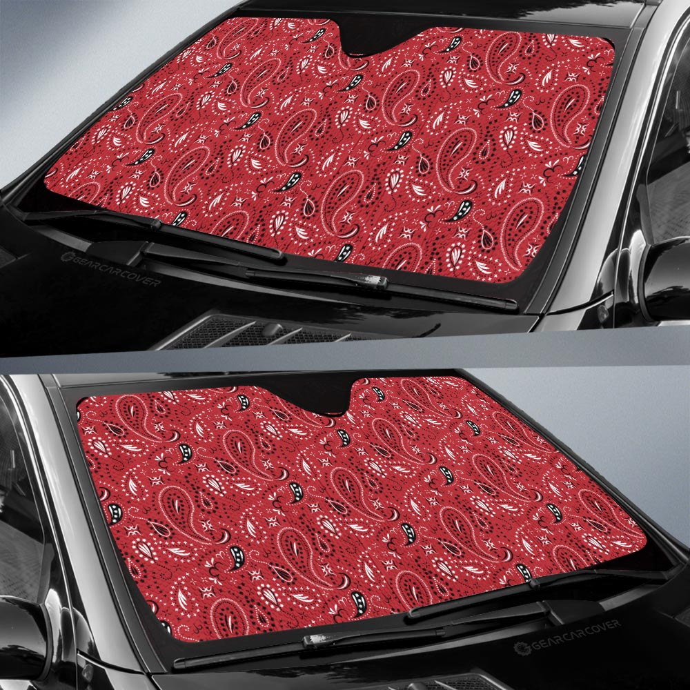Red Paisley Pattern Car Sunshade Custom Car Accessories