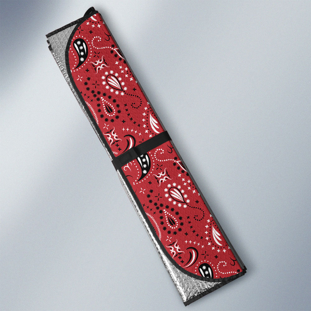 Red Paisley Pattern Car Sunshade Custom Car Accessories