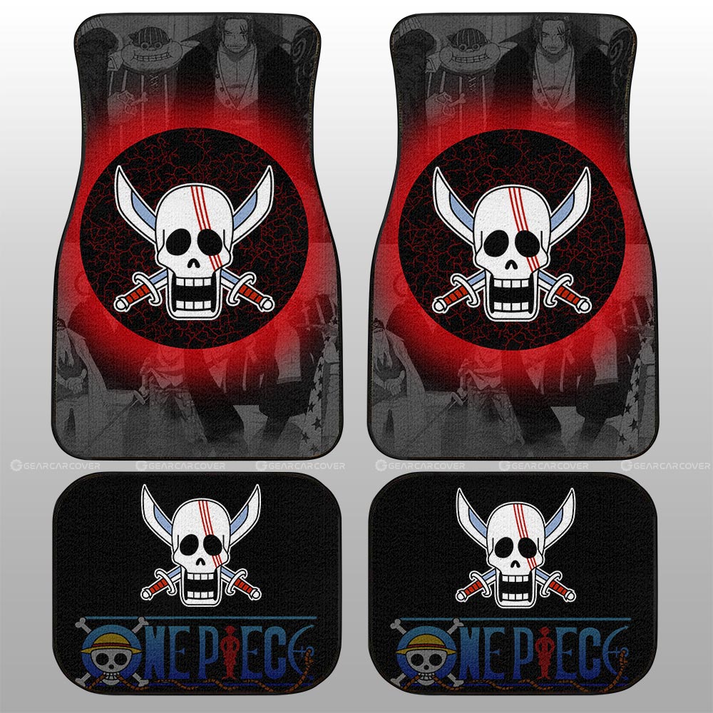 One Piece Car Mats One Piece Red Hair Pirates Flag Manga Pattern Car Floor Mats Black Red